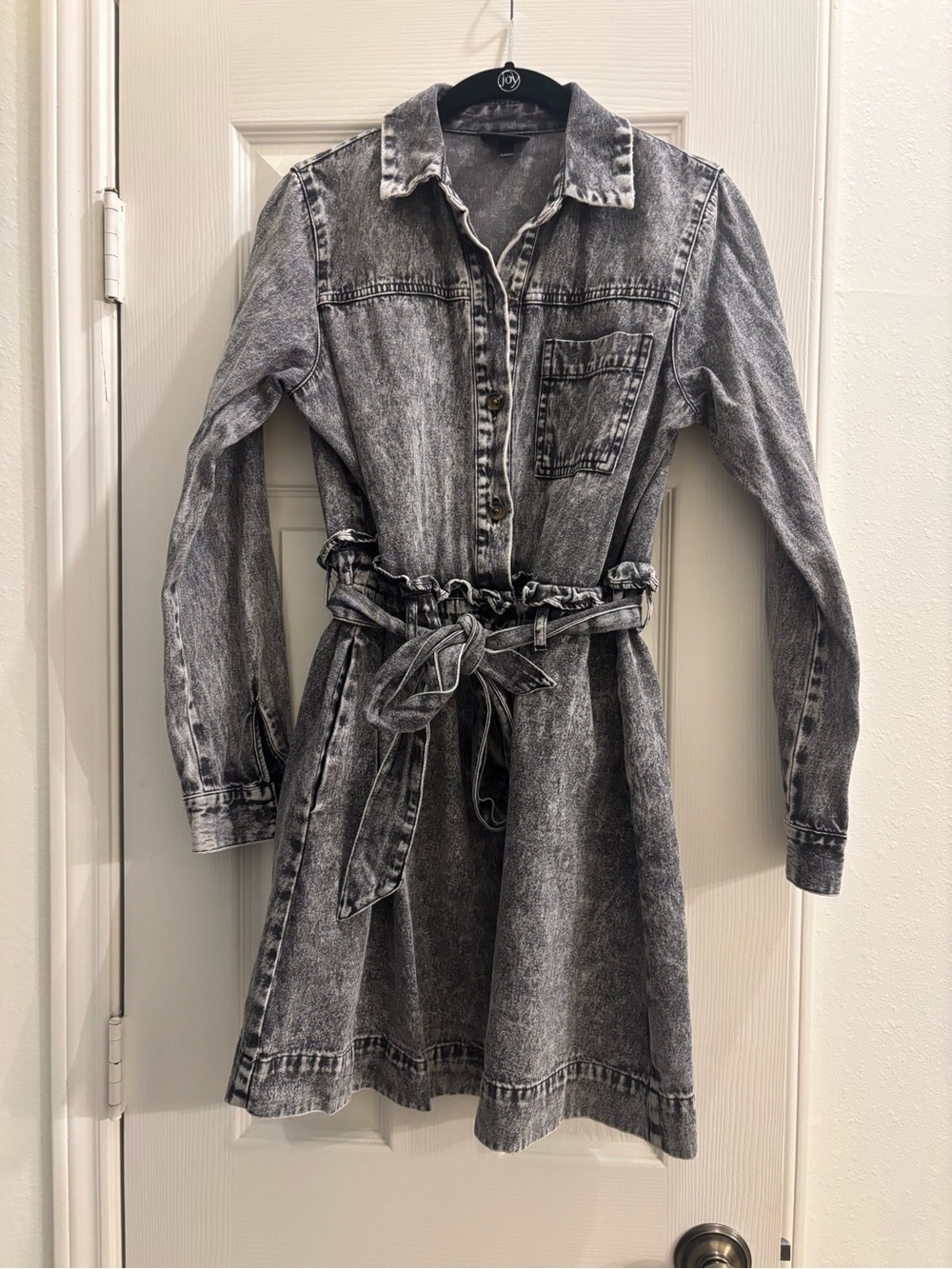Who What Wear Faded Black Gray Denim Shirt Dress